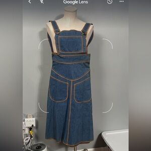 Denim Overall Dress with Pockets vintage look size XXS